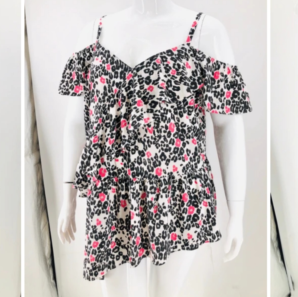 Lane Bryant Off Shoulder Cheetah Shirt. Siz